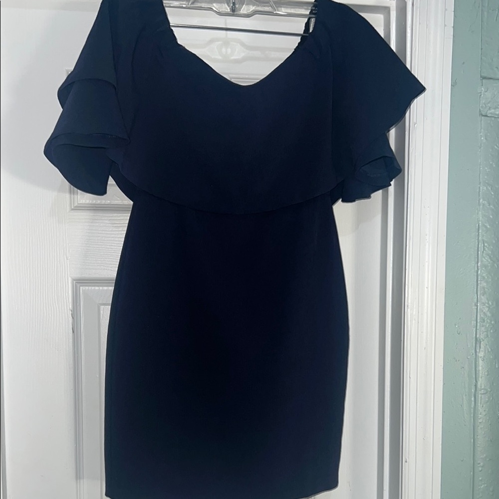 Endless Rose Navy Ruffle Sleeve Mini Dress